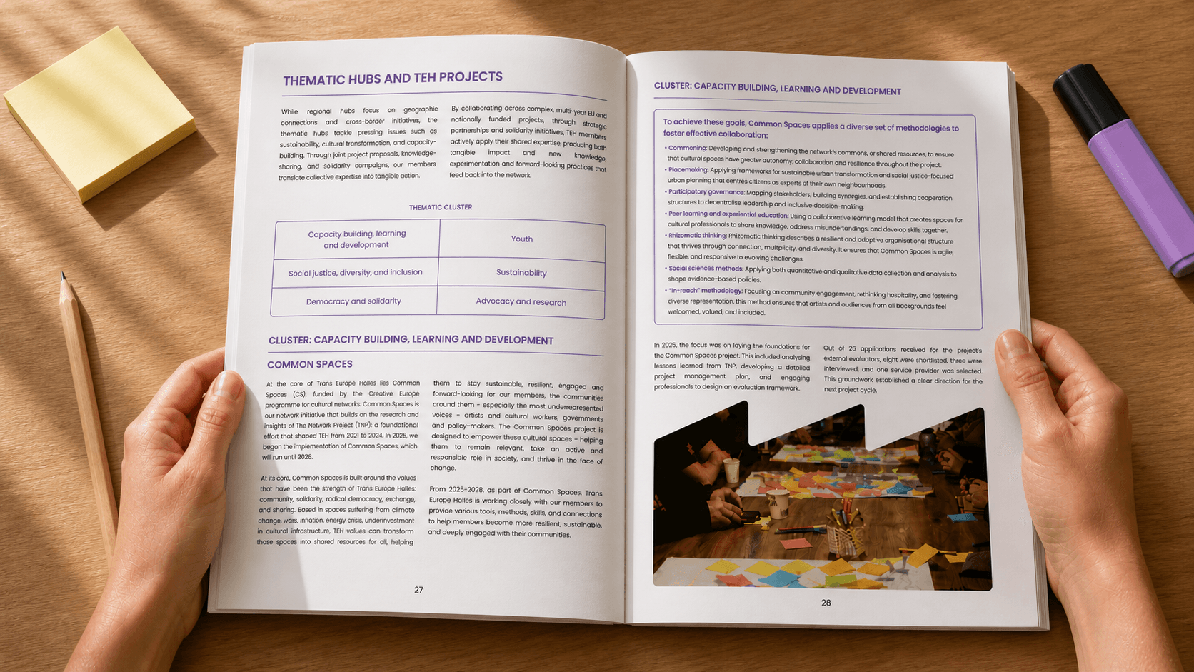 Spread of editorial design for Trans Europe Halles Annual report 2025