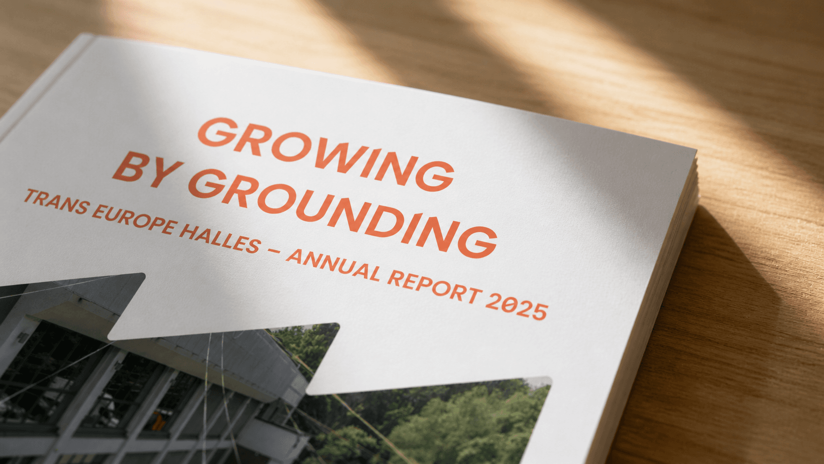 Close up of editorial design for Trans Europe Halles Annual report 2025