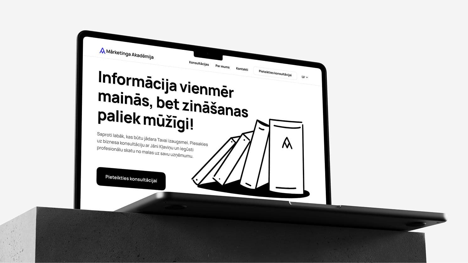 Mockup of Mārketinga Akadēmija website home page