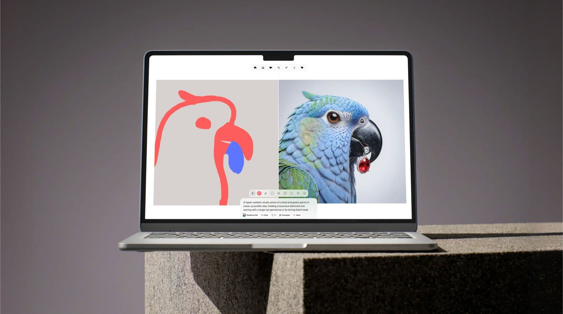 Laptop showing an AI image-generation interface